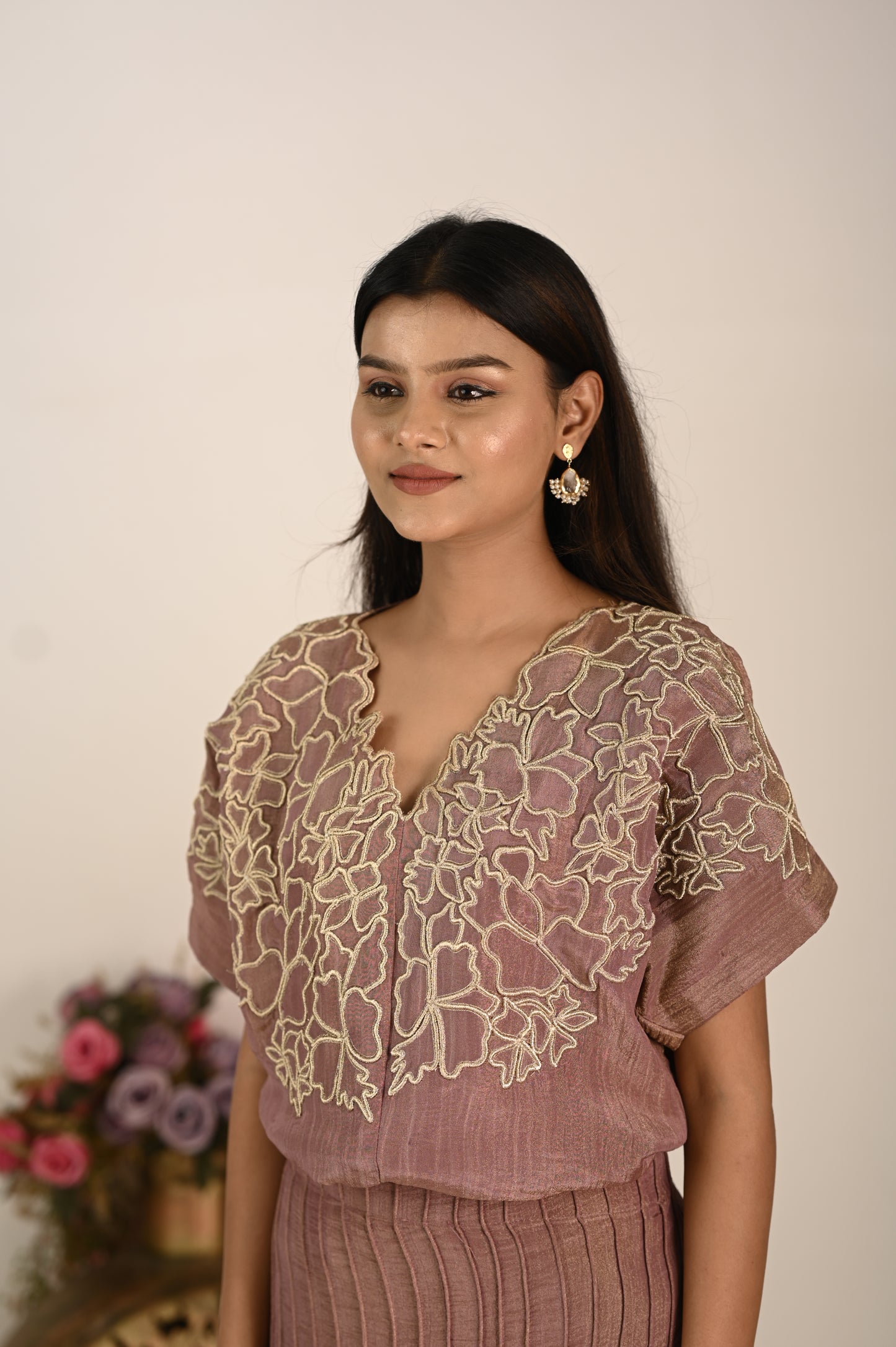 Mauve dori skirt set